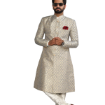 Handmade Banarasi Brocade Sherwani Achkan | Silver Blue Father Son Combo | Jaipurio